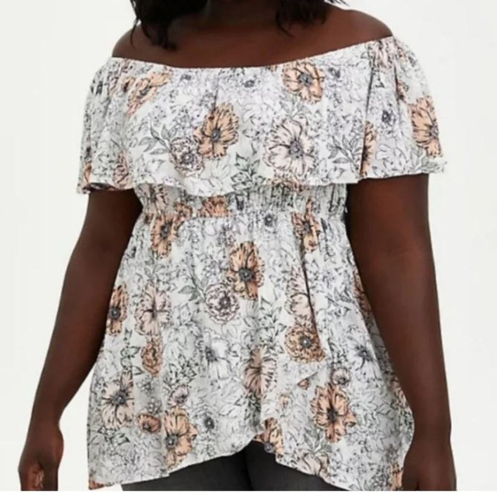 Torrid White Floral Off Shoulder Top size 4x